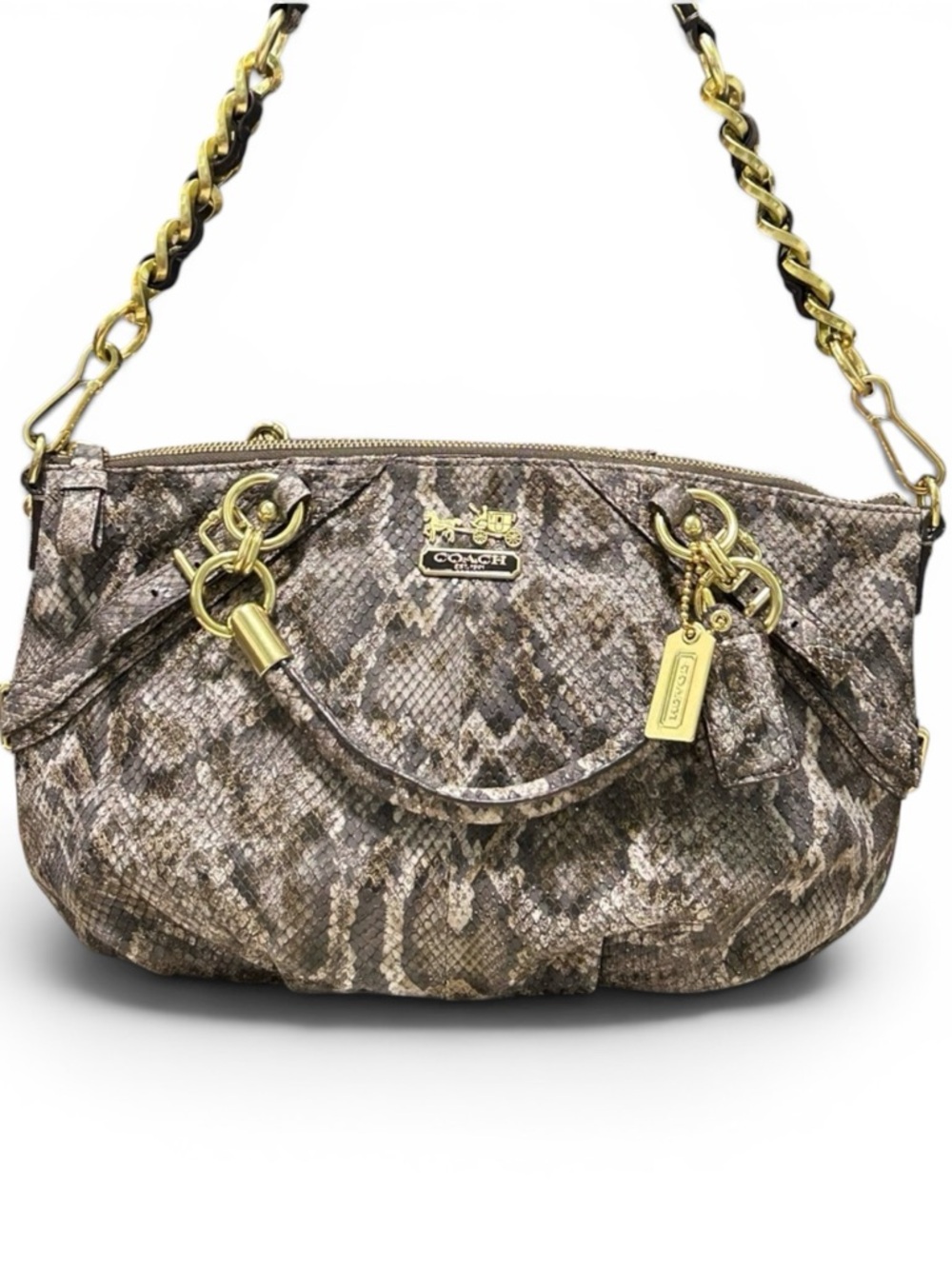 COACH Madison Sophia Python Embossed Leather Satchel/Shoulder Bag - Picture 7 of 17